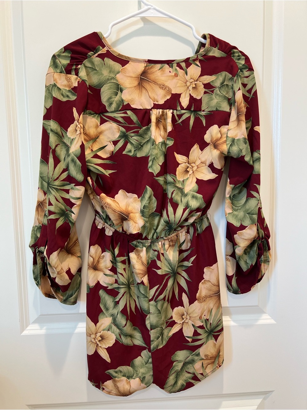 garmin Burgundy Floral Sundress with Cream & Green Accents - Picture 4 of 4
